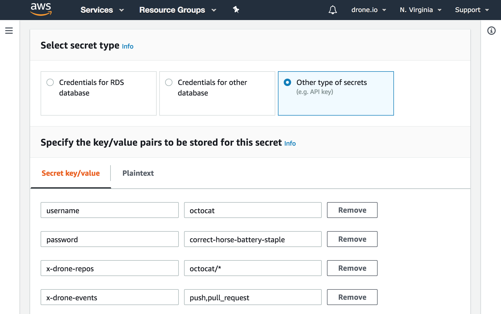 AWS Secret Create